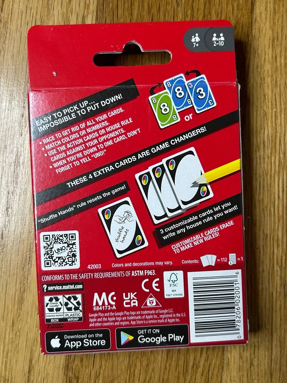 UNO cards with customizable wild cards